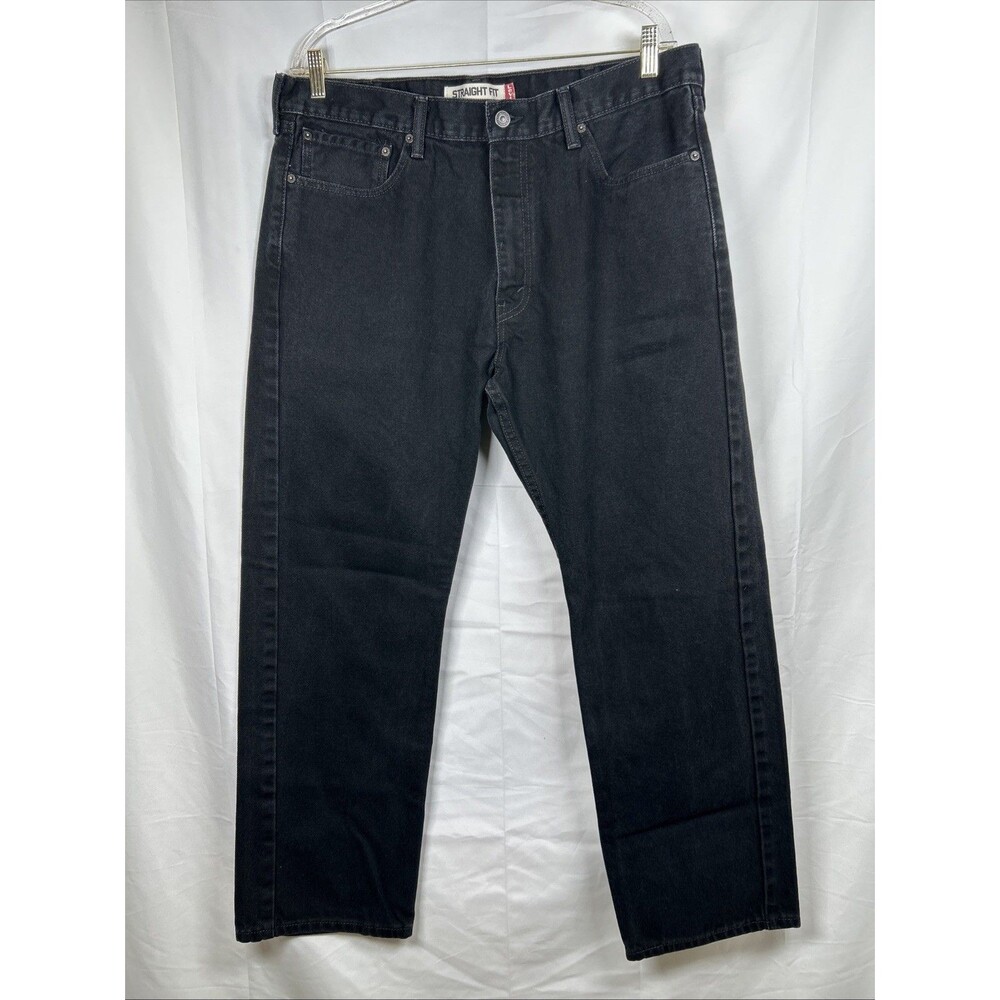 Levis 505 Men's Straight Fit Black Jeans 38x30